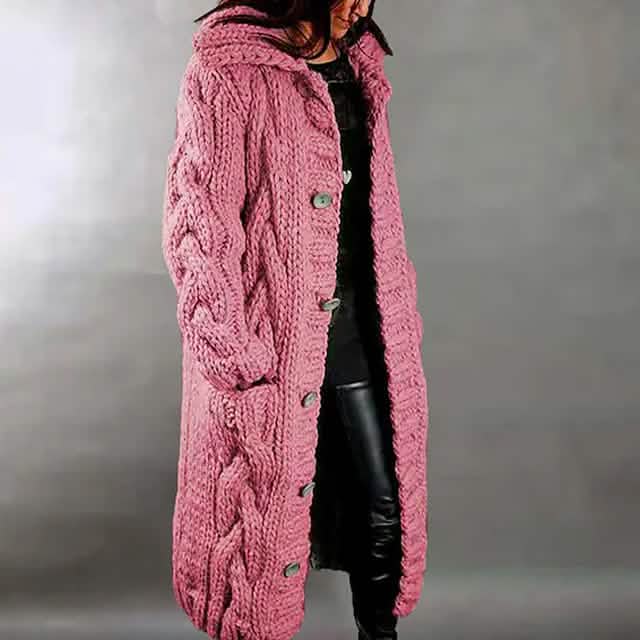 Women’s Chunky Cable-Knit Hooded Cardigan