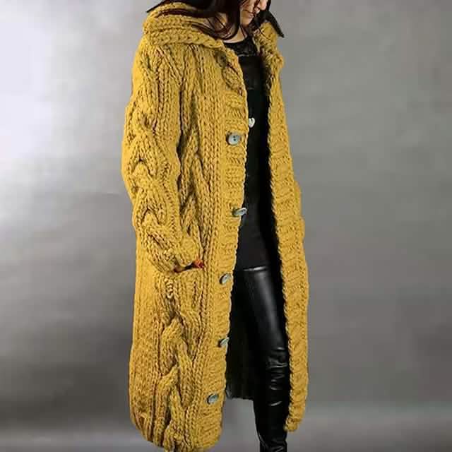 Women’s Chunky Cable-Knit Hooded Cardigan
