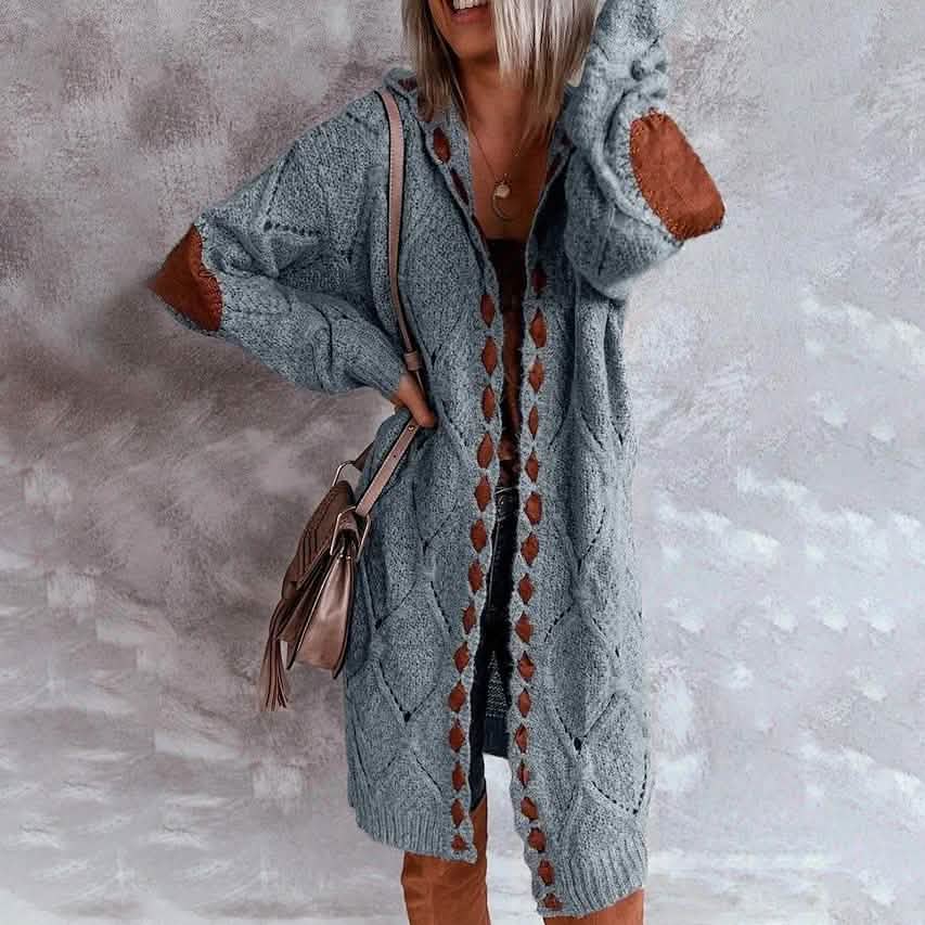 Women’s Colorblock Knit Hooded Cardigan
