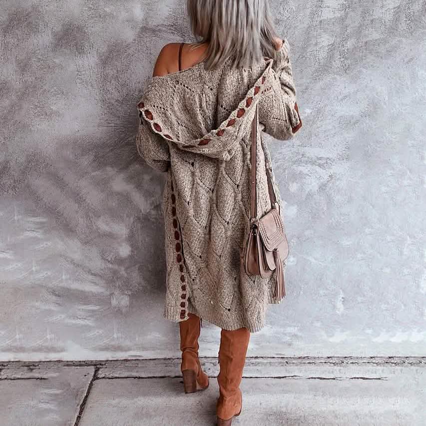 Women’s Colorblock Knit Hooded Cardigan