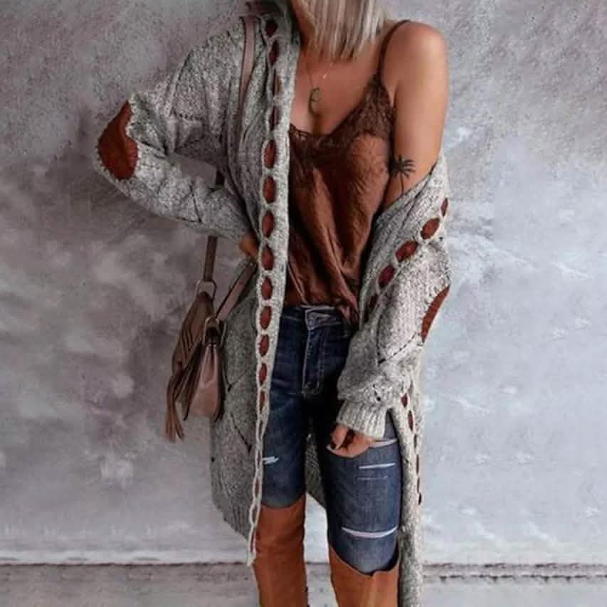 Women’s Colorblock Knit Hooded Cardigan