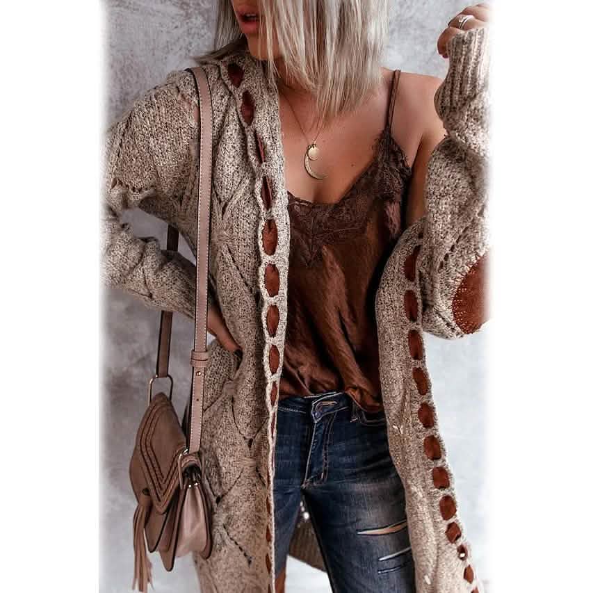 Women’s Colorblock Knit Hooded Cardigan