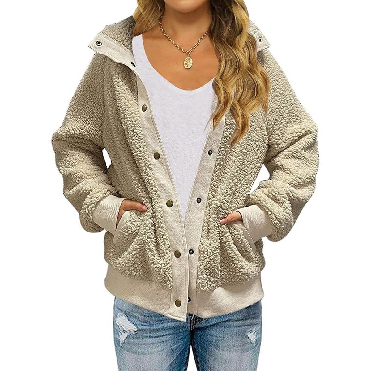 Women’s Sherpa Fleece Button-Up Jacket
