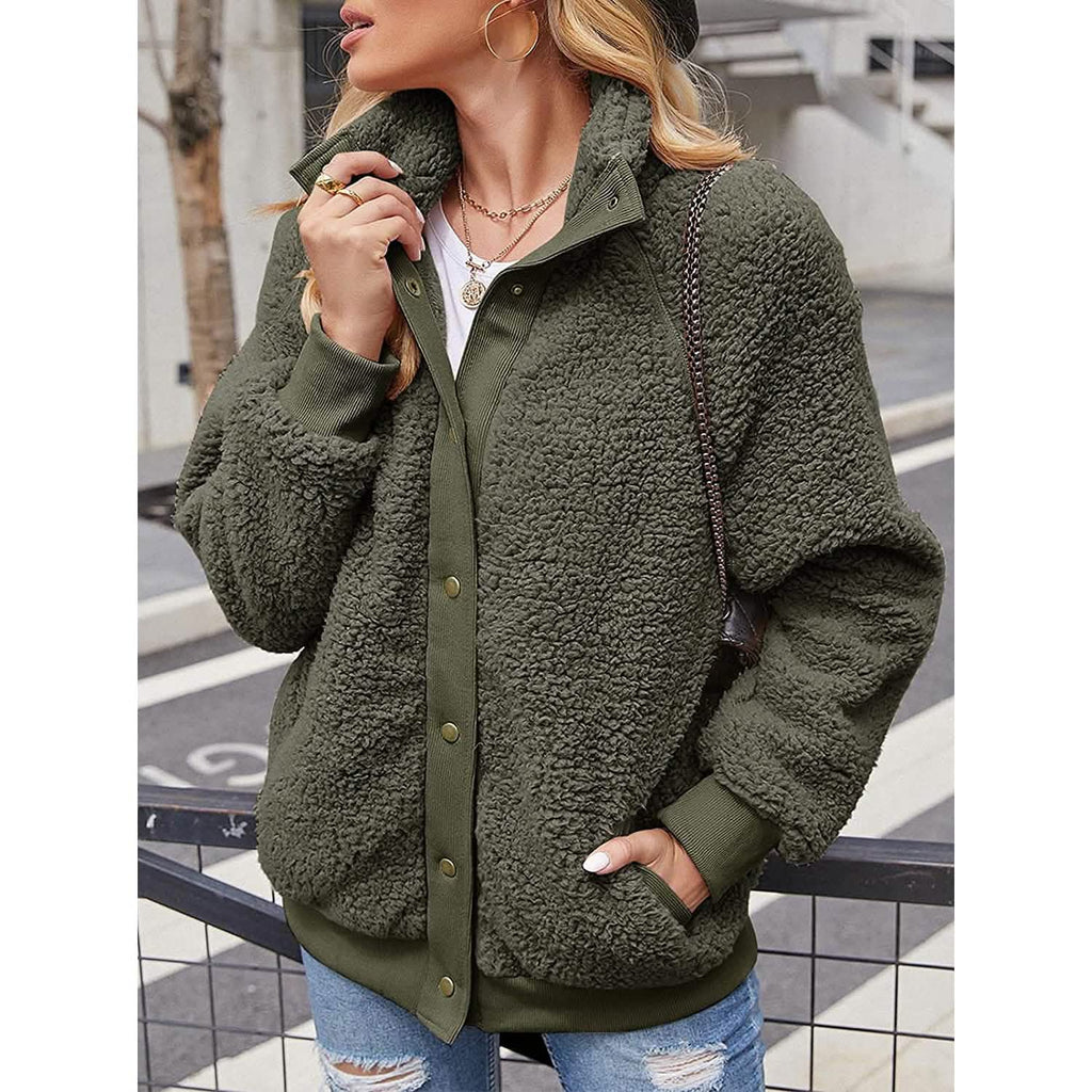 Women’s Sherpa Fleece Button-Up Jacket