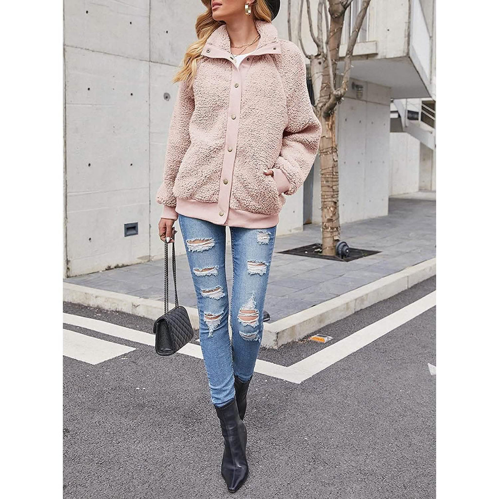 Women’s Sherpa Fleece Button-Up Jacket