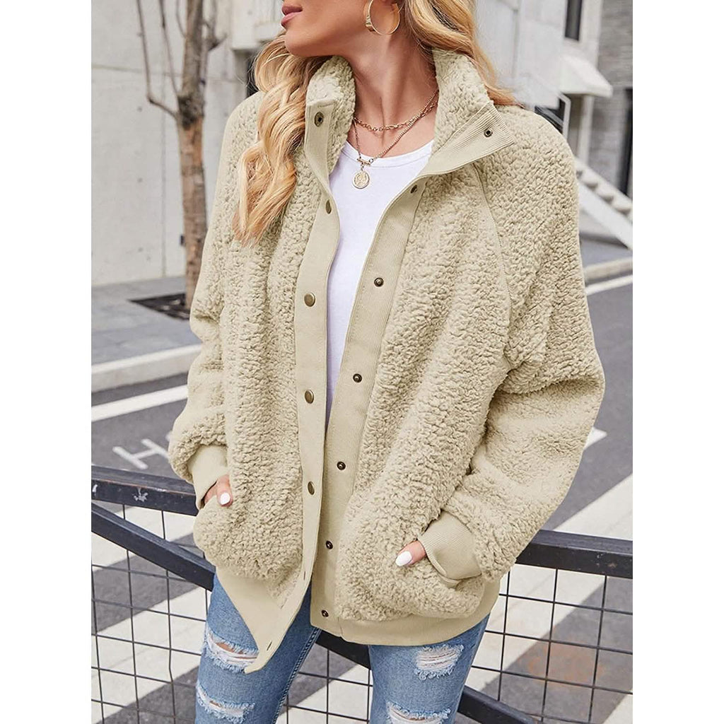 Women’s Sherpa Fleece Button-Up Jacket