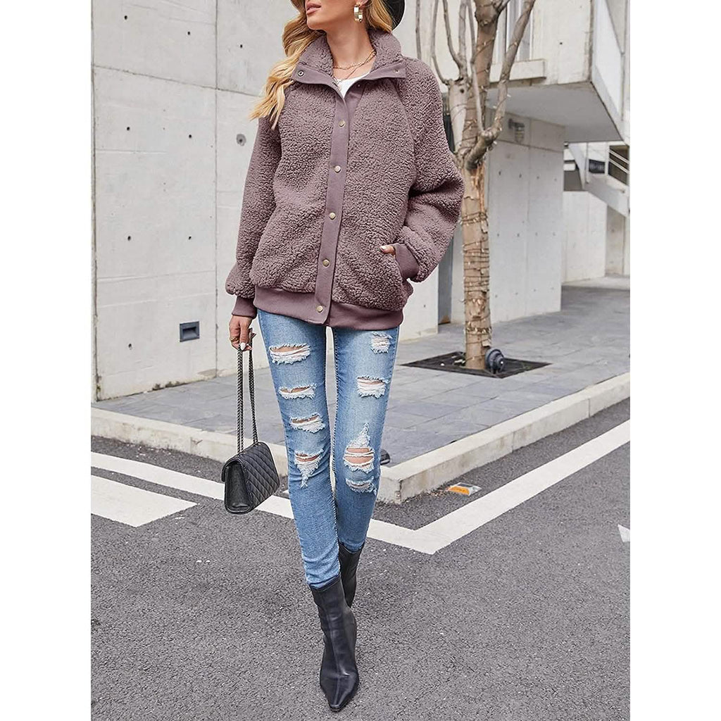 Women’s Sherpa Fleece Button-Up Jacket
