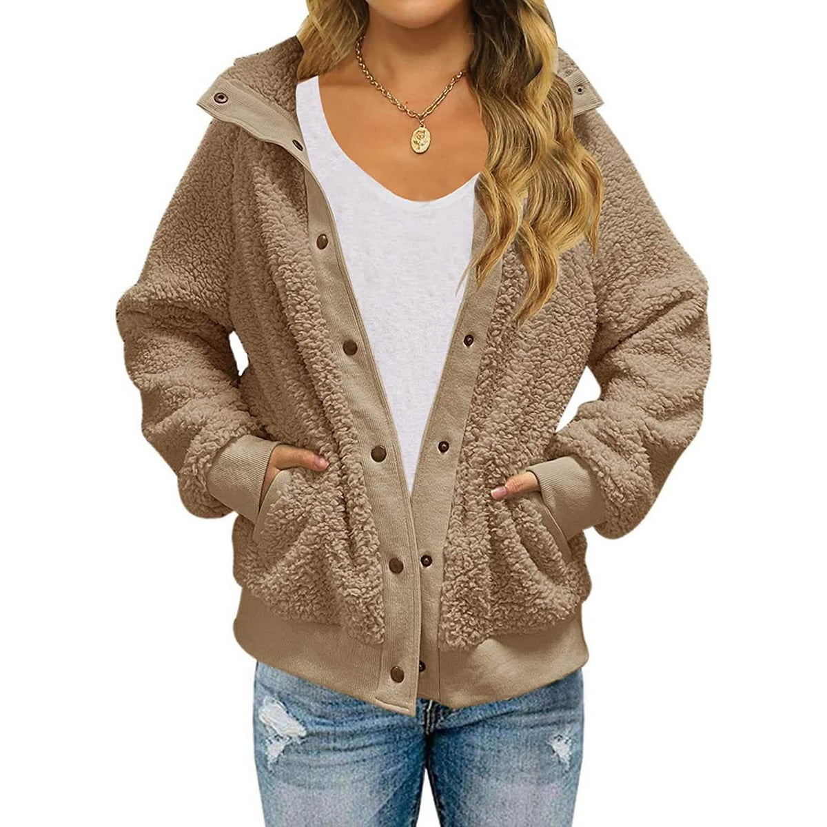 Women’s Sherpa Fleece Button-Up Jacket