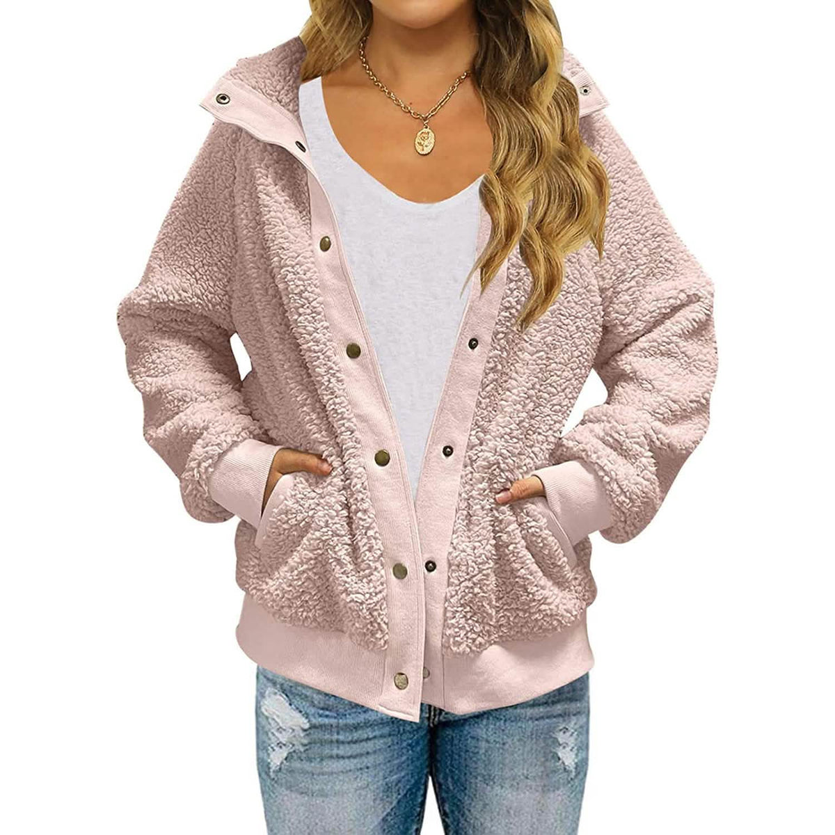 Women’s Sherpa Fleece Button-Up Jacket