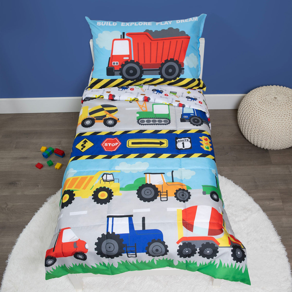 NoJo Construction Vehicles Toddler Bedding — 4 Pieces