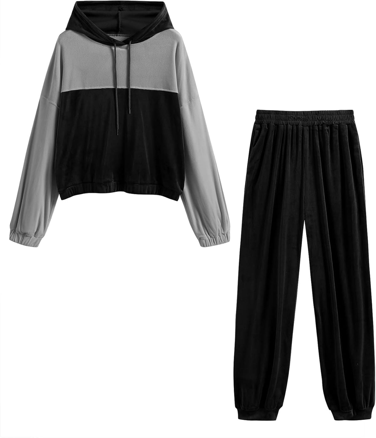 ZAFUL Women’s Colorblock Velour Hoodie & Pants Set