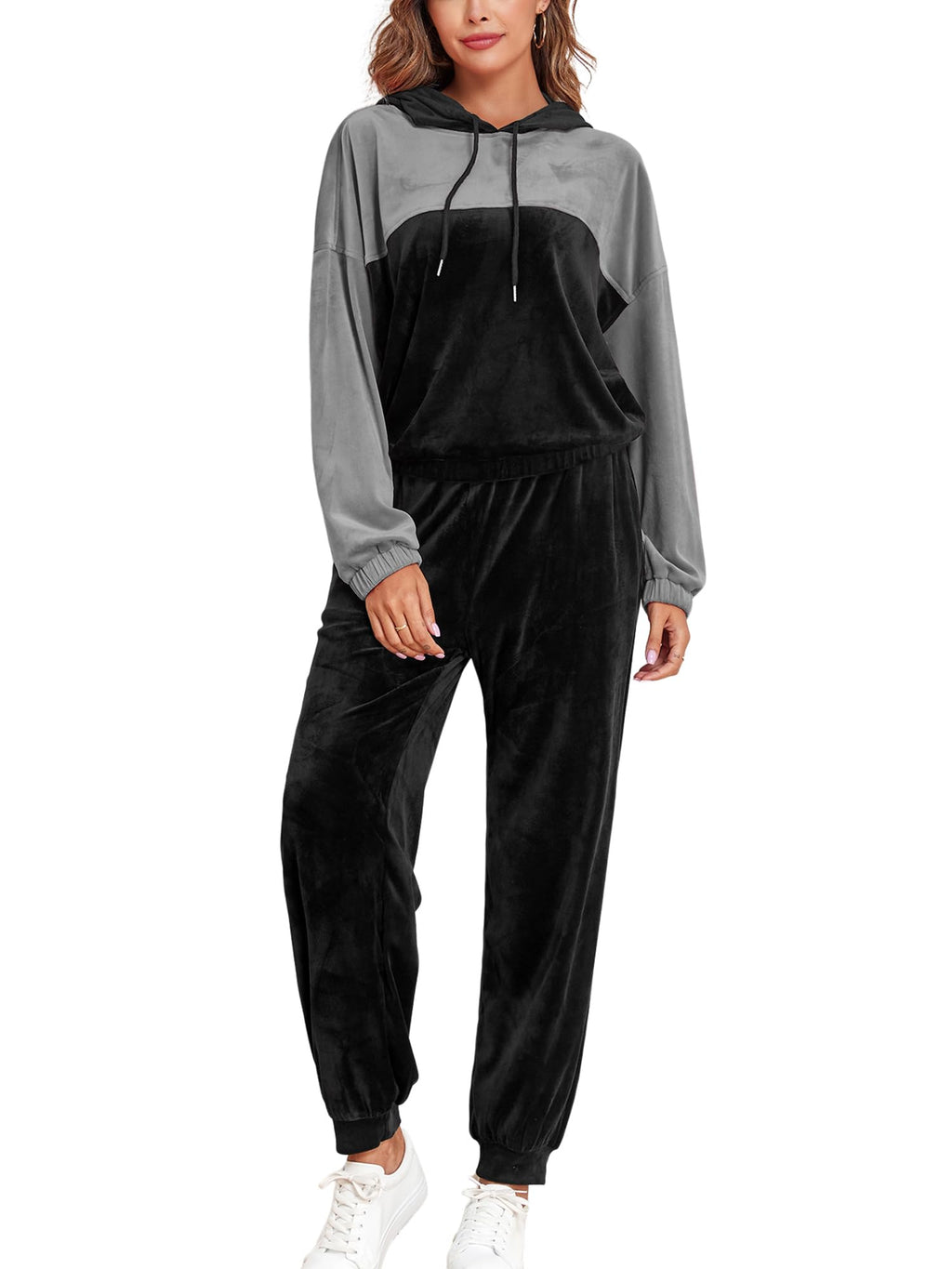 ZAFUL Women’s Colorblock Velour Hoodie & Pants Set
